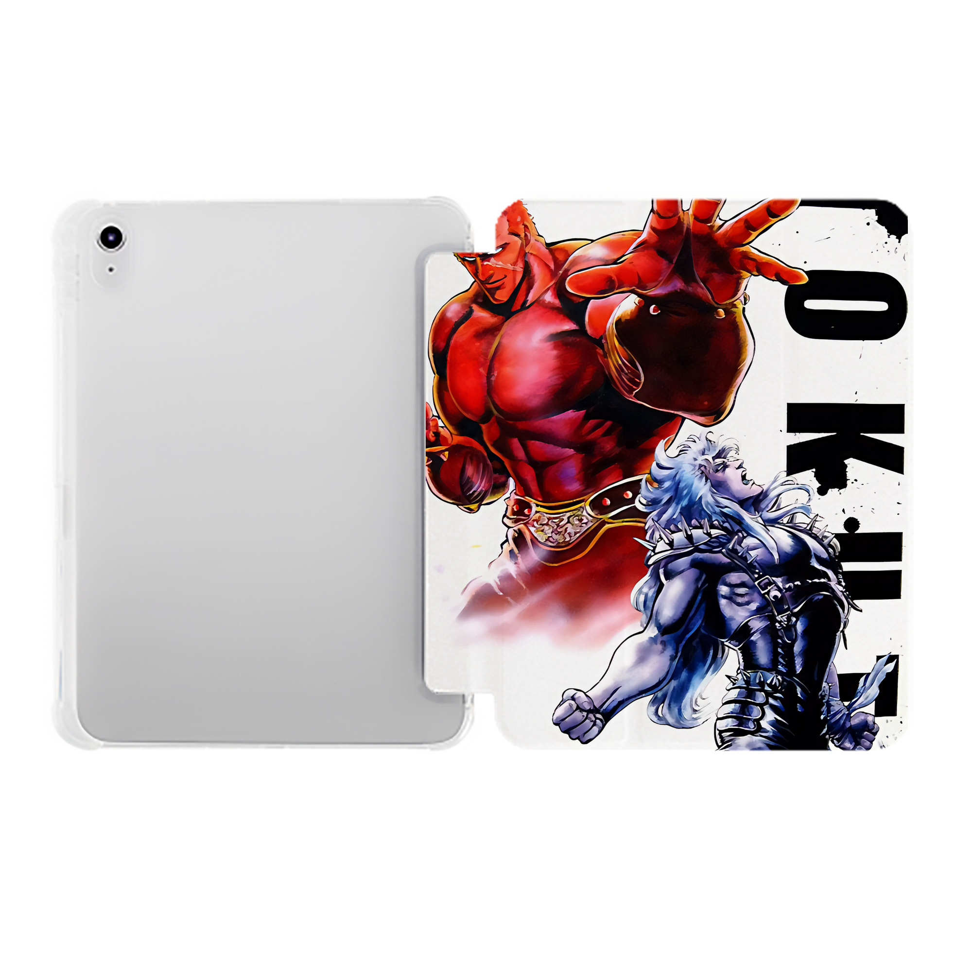 （画像用） 北斗の拳 Fist of the North Star IPad ケース ペン収納付き 三つ折りスタンド PUレザー×シリコン 対応機種9.5/10.5/10.9インチ